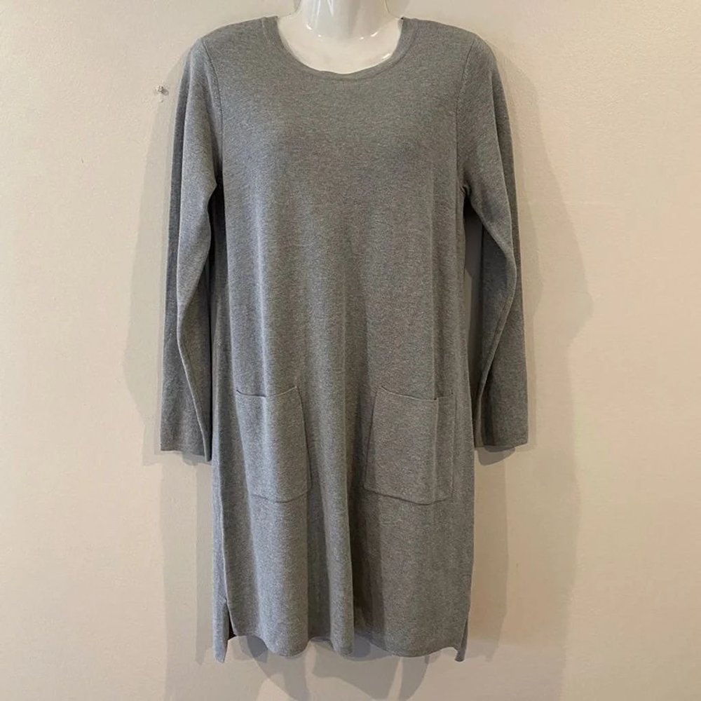 J Jill purejill gray sweater dress pockets SMALL